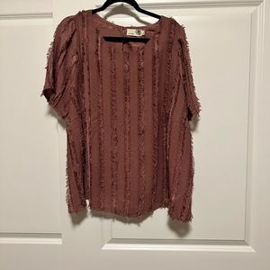 Mauve fringed shirt 1x